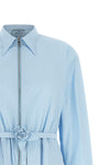 the shirt dress prada in pure cotton poplin redefines the codes of feminine tail
