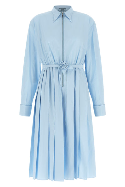 the shirt dress prada in pure cotton poplin redefines the codes of feminine tail