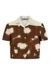 straight circle print cotton canvas shirt
