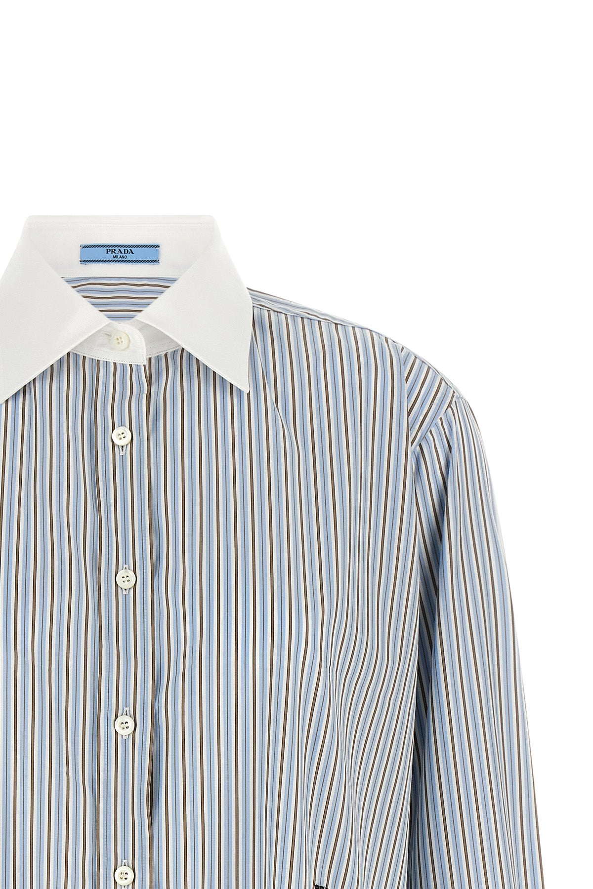 the prada cotton poplin shirt redefines the codes through a contemporary aesthet