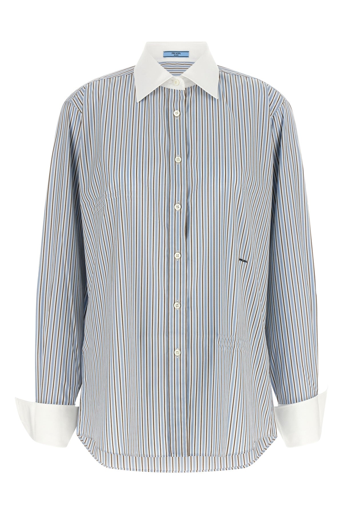 the prada cotton poplin shirt redefines the codes through a contemporary aesthet