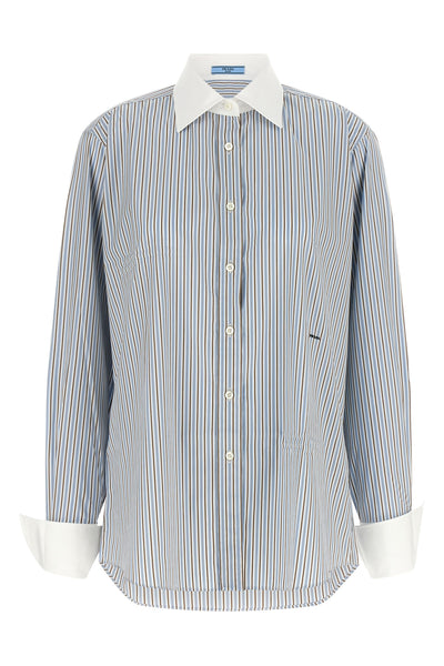 the prada cotton poplin shirt redefines the codes through a contemporary aesthet
