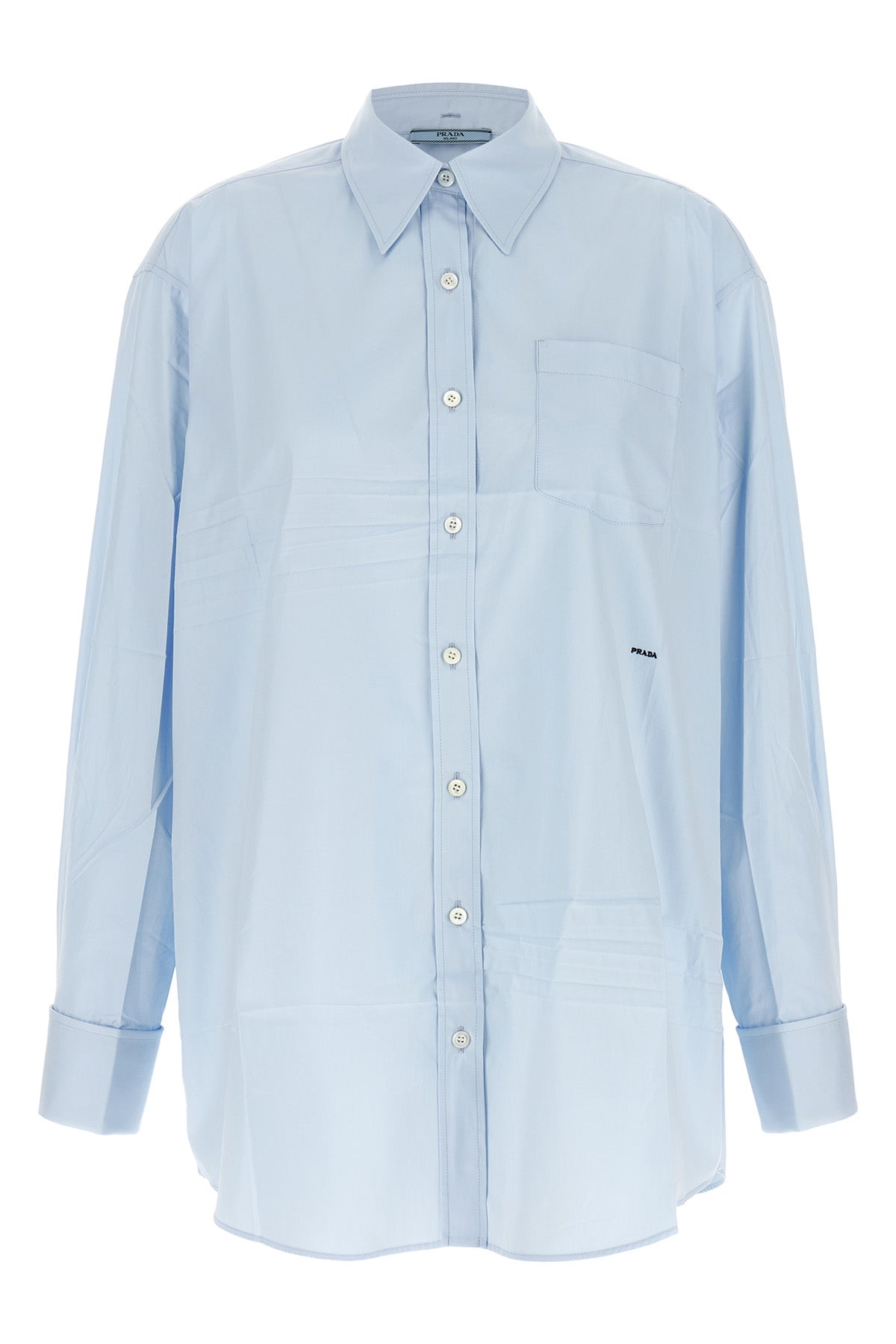 the prada pure cotton shirt redefines the codes of classic tailoring through rel