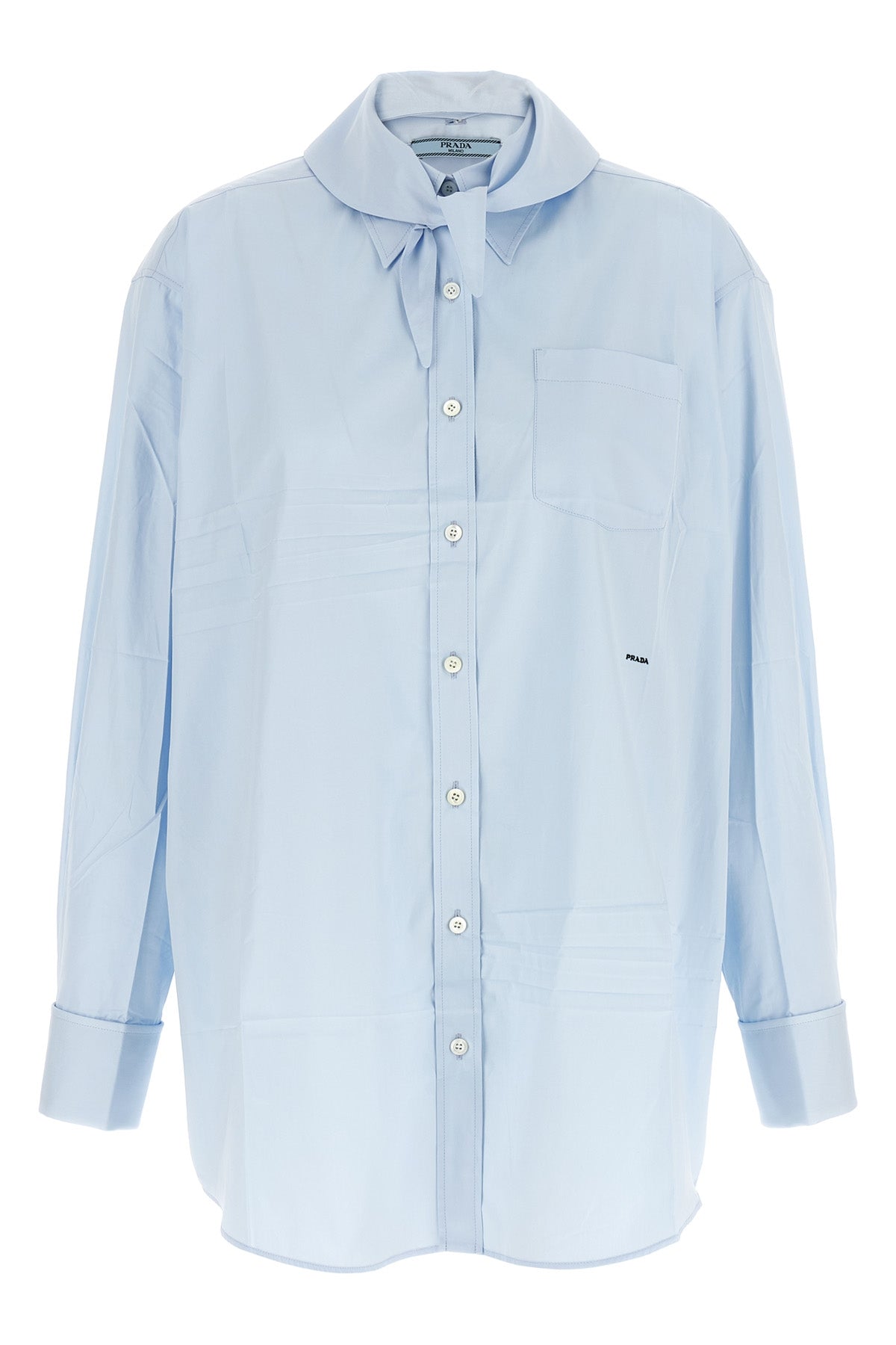 the prada pure cotton shirt redefines the codes of classic tailoring through rel