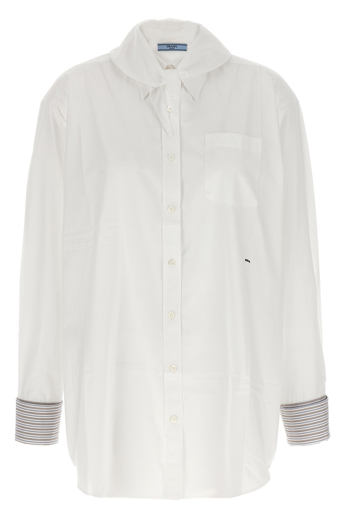 the prada poplin shirt redefines classic tailoring through unexpected details an