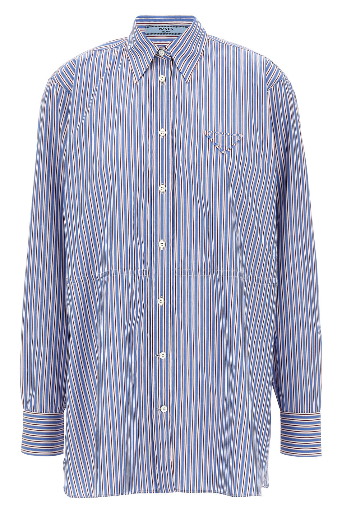 PRADA 42 striped cotton poplin shirt