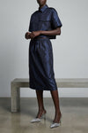 cropped silk taffeta shirt
