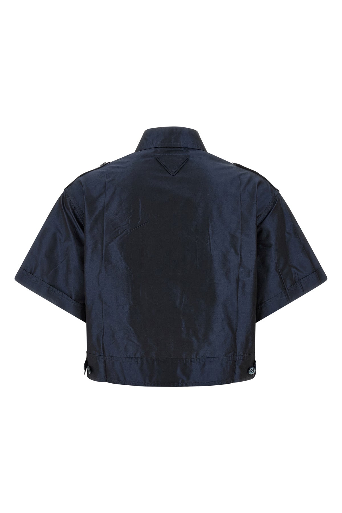 cropped silk taffeta shirt