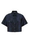 cropped silk taffeta shirt