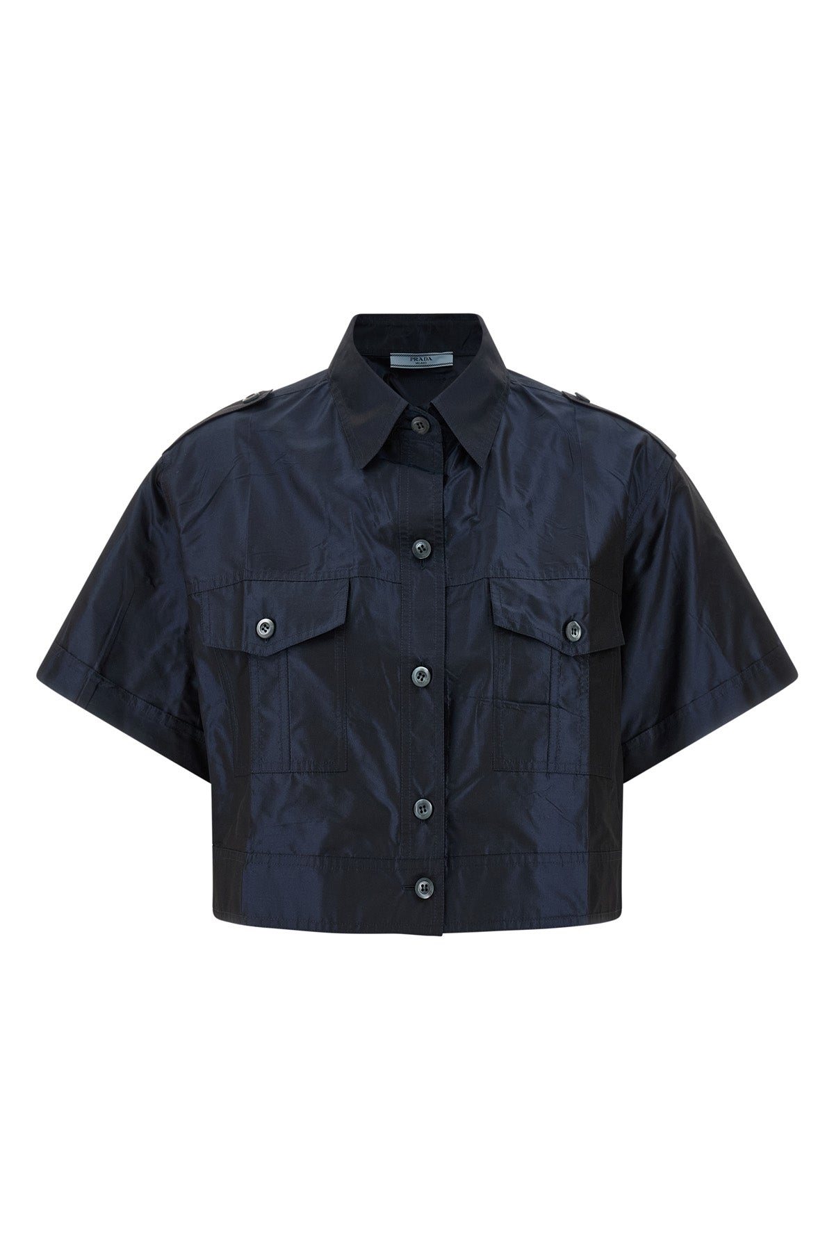 cropped silk taffeta shirt