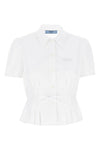 cotton poplin pleated shirt on the front and back
