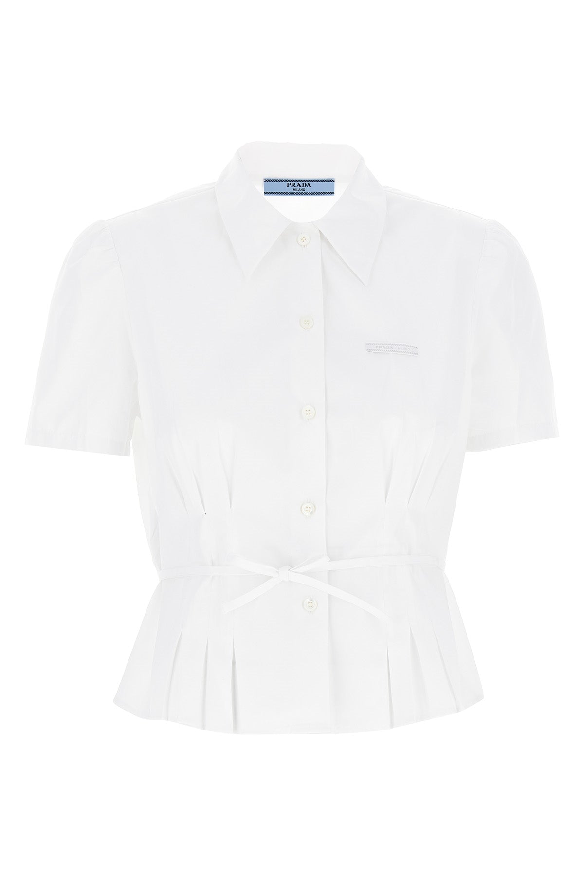 cotton poplin pleated shirt on the front and back