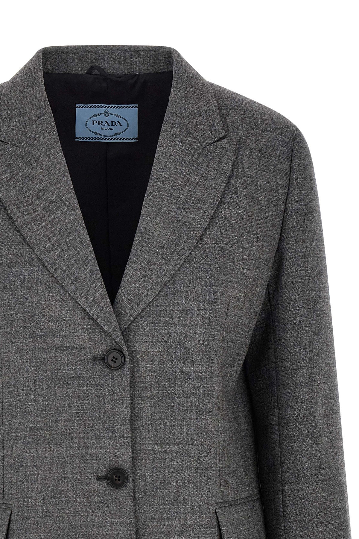 the prada blazer in pure virgin wool defines a sartorial silhouette