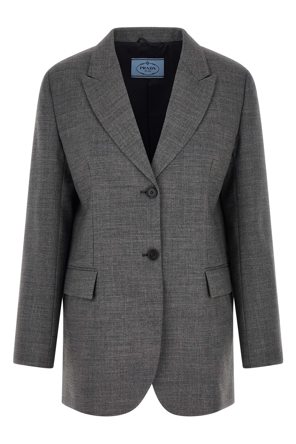 the prada blazer in pure virgin wool defines a sartorial silhouette