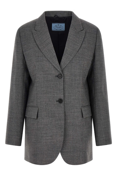 the prada blazer in pure virgin wool defines a sartorial silhouette