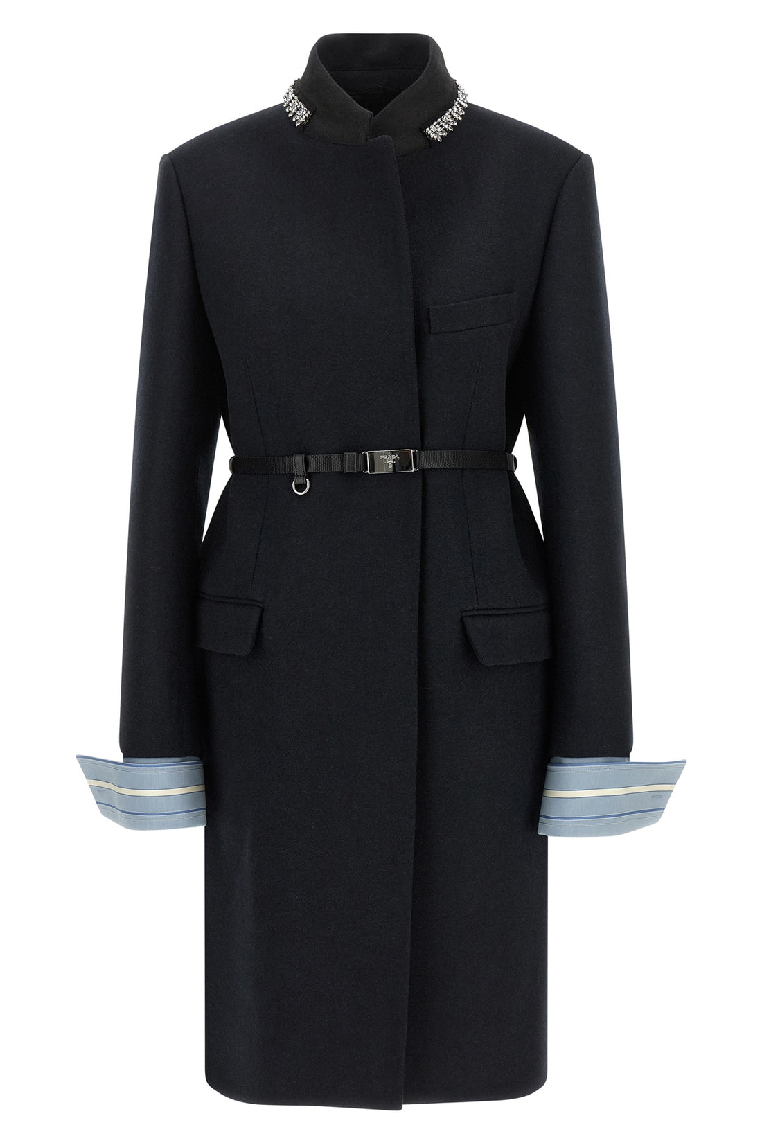 PRADA 38 the prada pure virgin wool coat defines a rigorous and elegant sartorial model