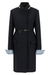the prada pure virgin wool coat defines a rigorous and elegant sartorial model