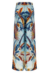 ecuba all-over palm bouquet print silk twill pants