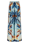 ecuba all-over palm bouquet print silk twill pants