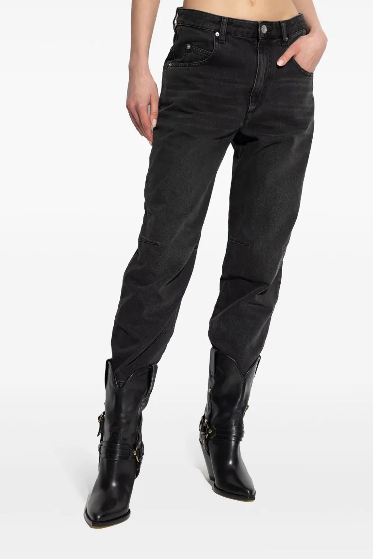 janet used-effect cotton denim jeans
