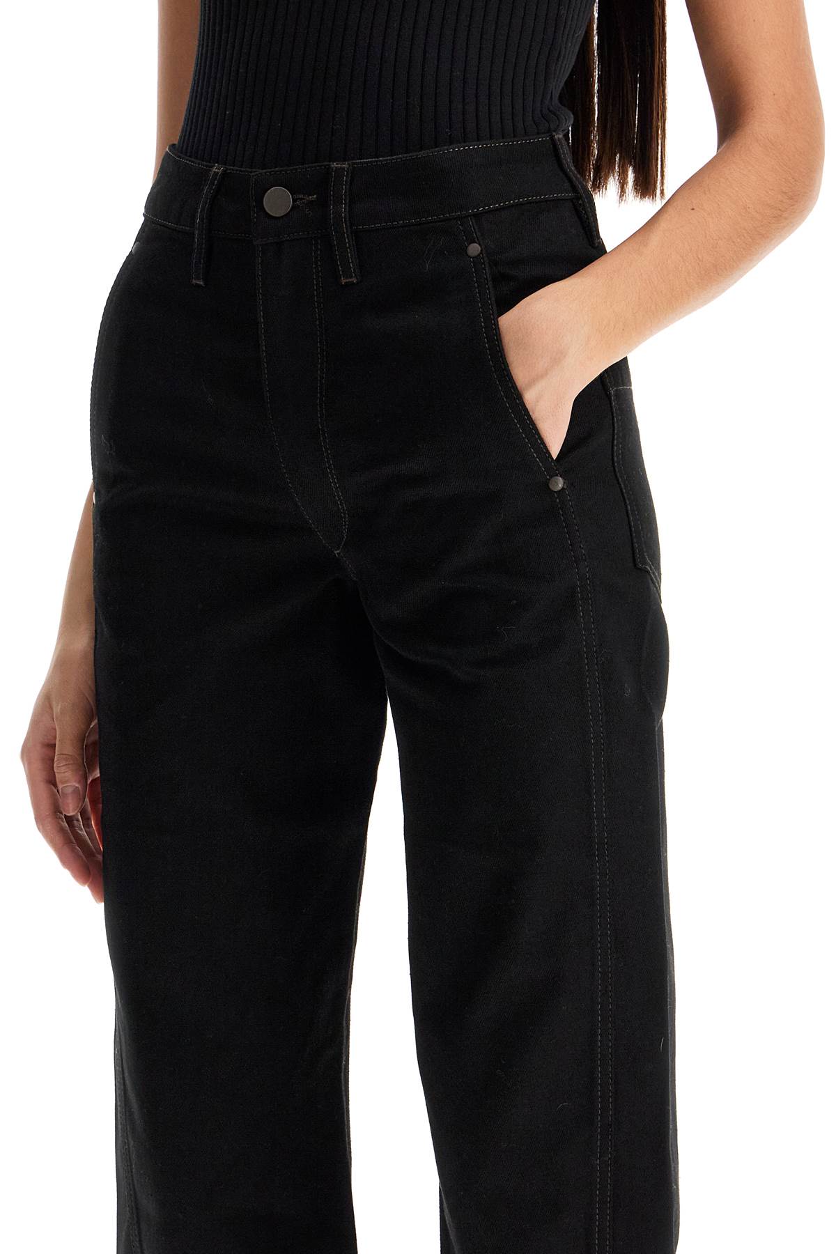 cropped pants with twisted seams