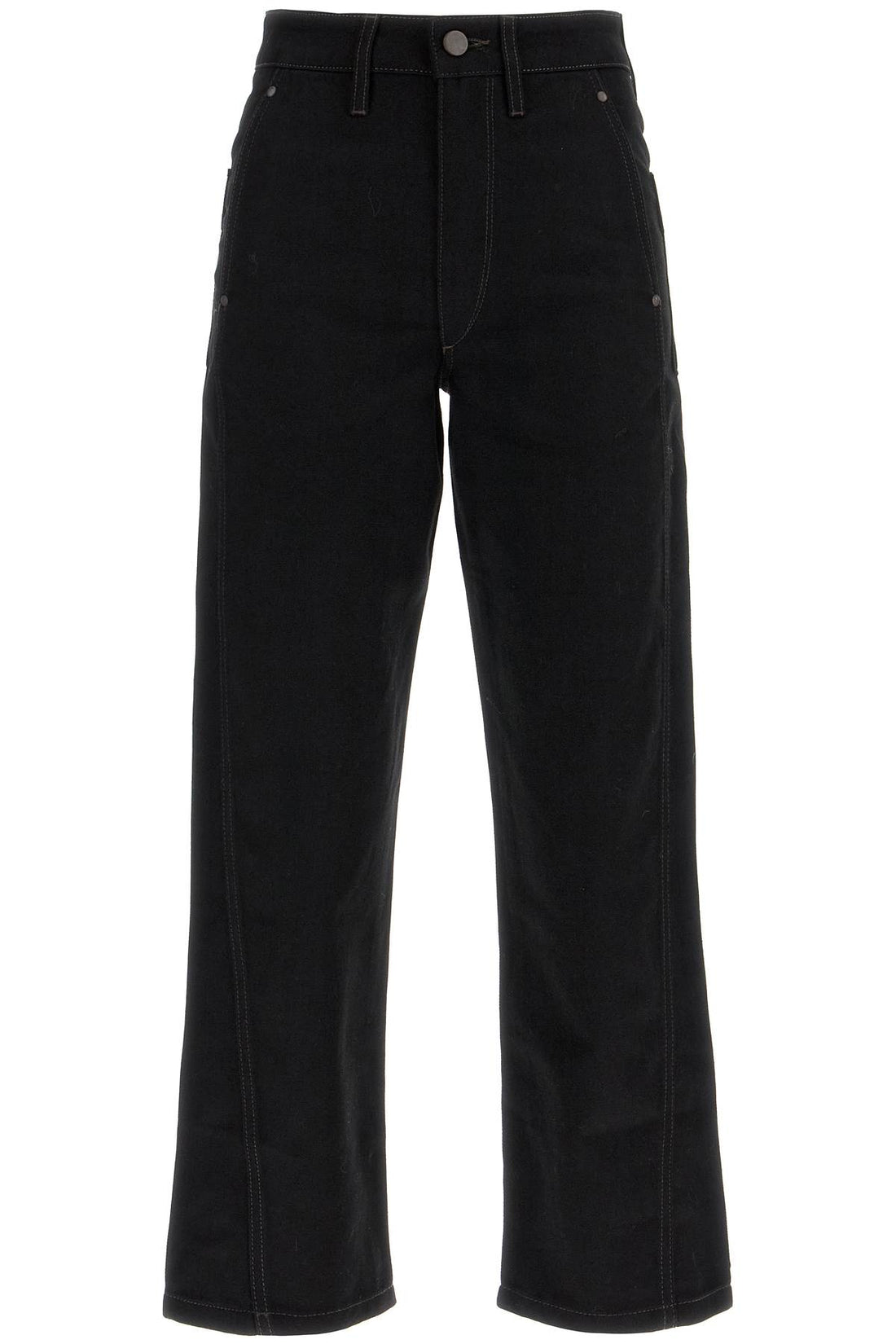 cropped pants with twisted seams