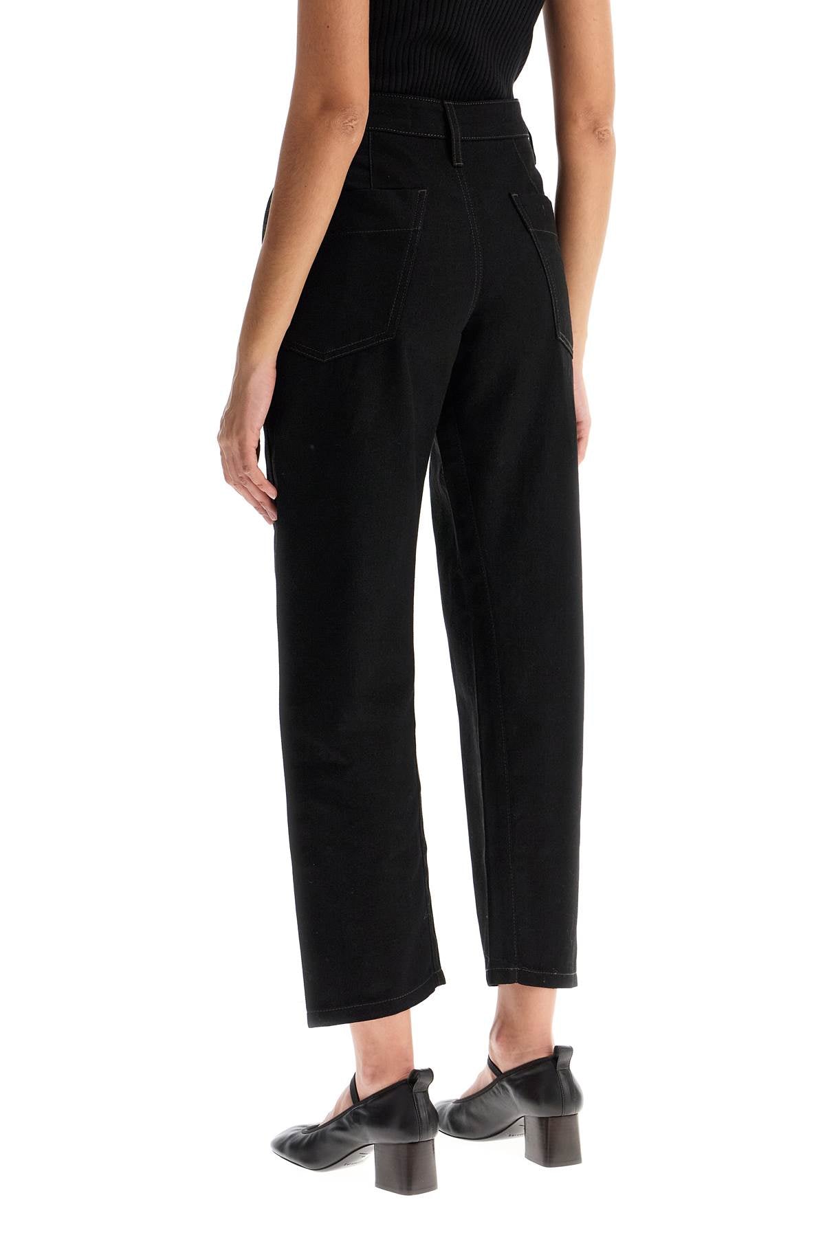 cropped pants with twisted seams