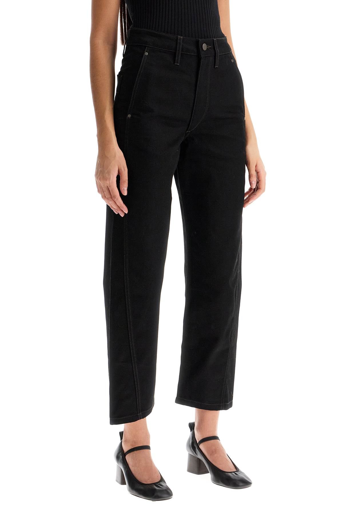 cropped pants with twisted seams