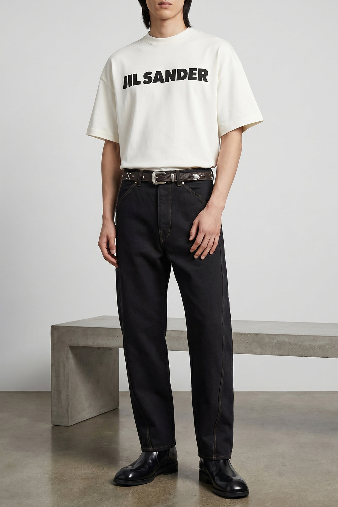 LEMAIRE 46 twisted workwear cotton denim jeans often dyed garment