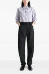 curved tailored straight pants in wool