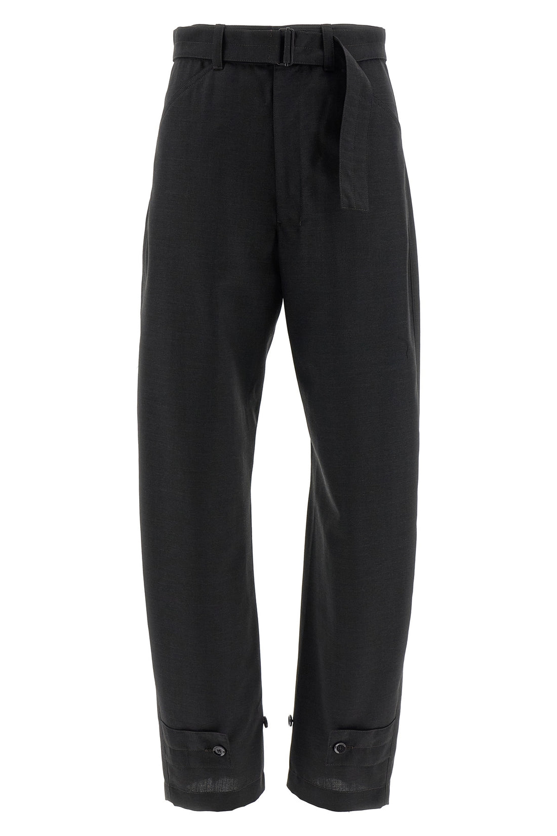 LEMAIRE 34 curved tailored straight pants in wool