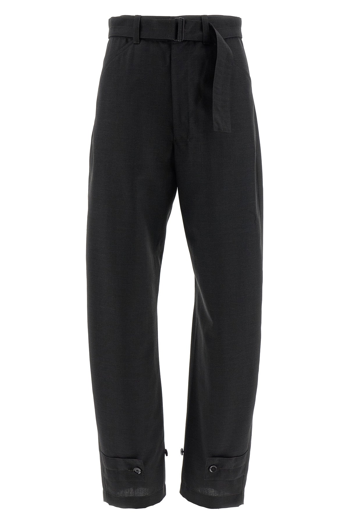 curved tailored straight pants in wool
