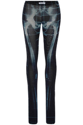 black polyamide pants with skeleton print