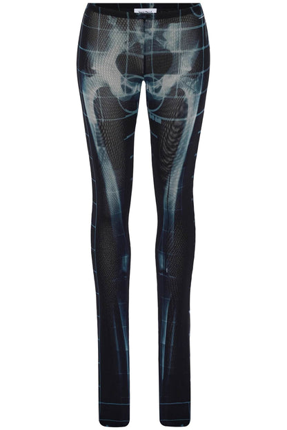 black polyamide pants with skeleton print