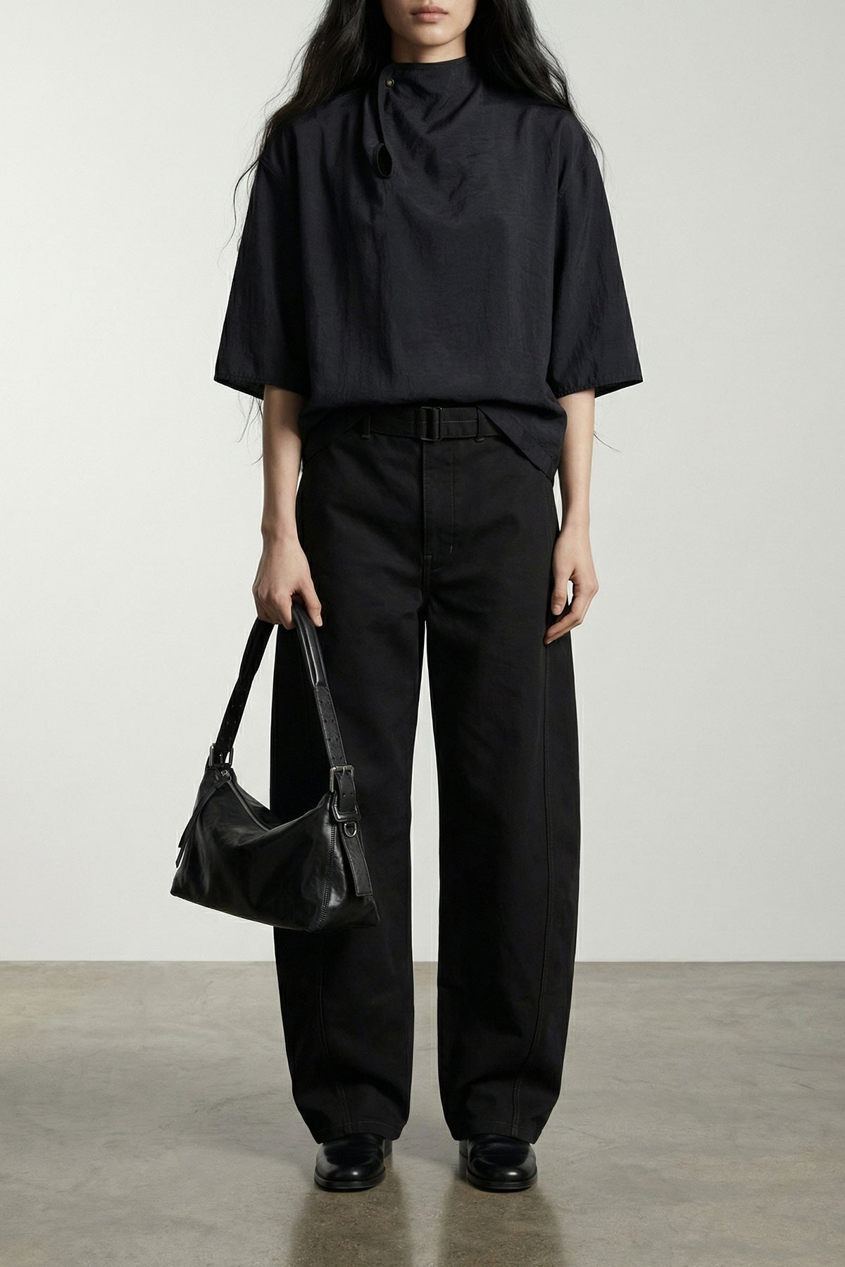 twisted belted heavy cotton denim jeans