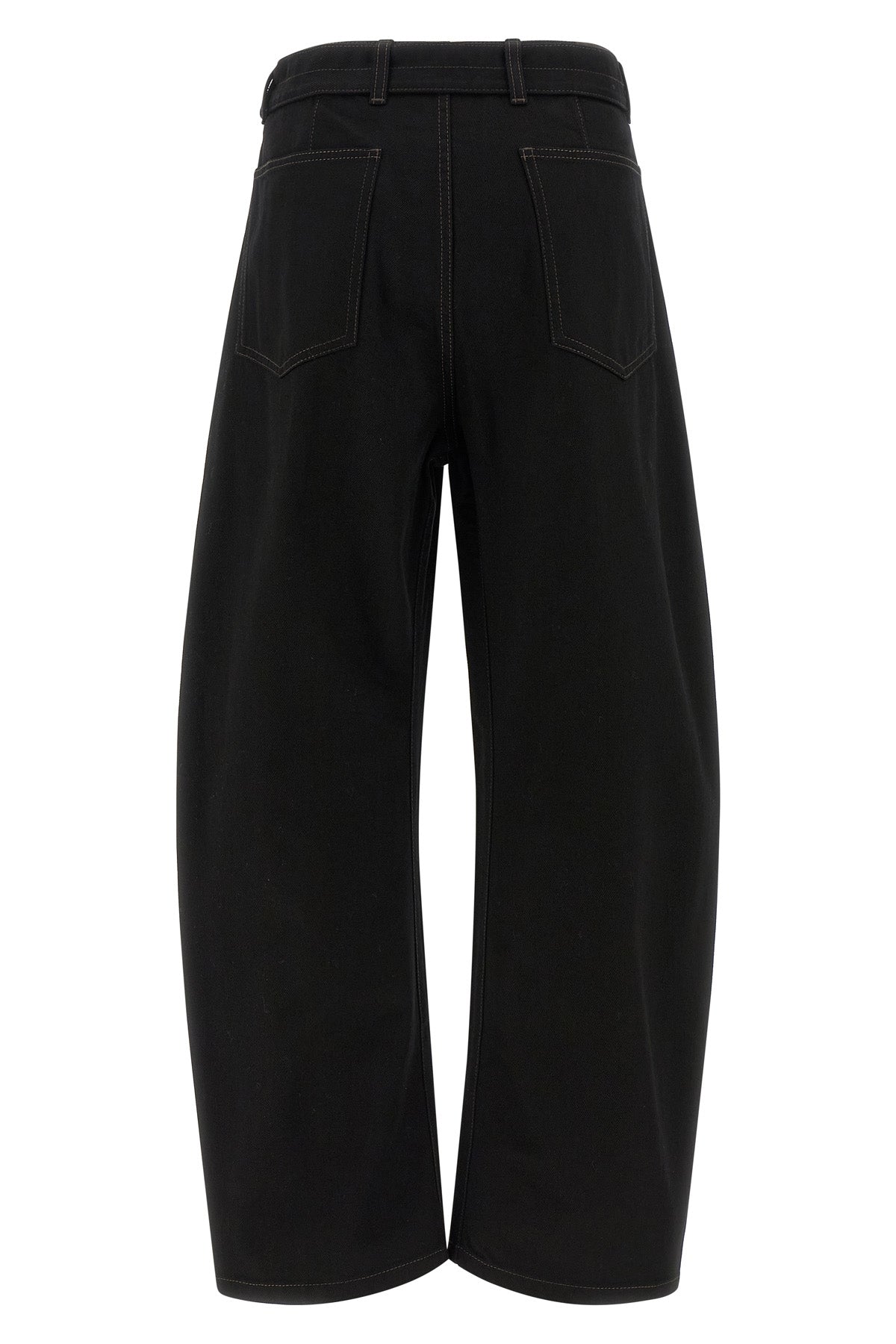 twisted belted heavy cotton denim jeans