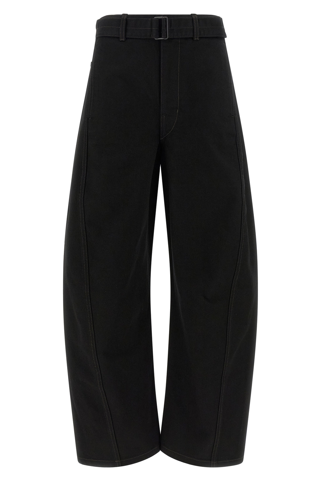 LEMAIRE S twisted belted heavy cotton denim jeans