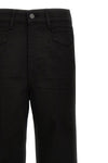 stretch twill denim wide flare jeans in garment-dyed cotton denim