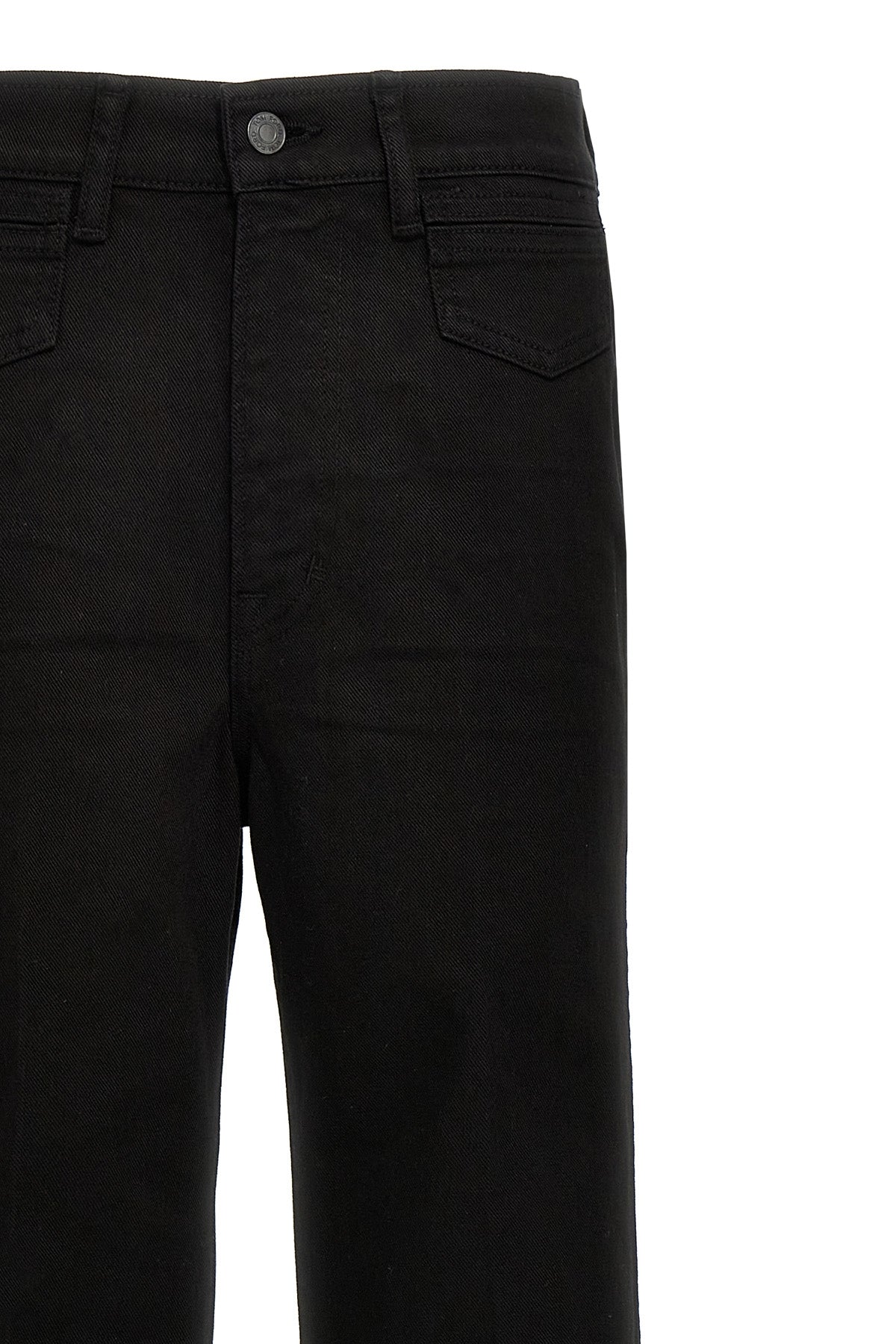 stretch twill denim wide flare jeans in garment-dyed cotton denim