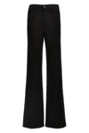 stretch twill denim wide flare jeans in garment-dyed cotton denim