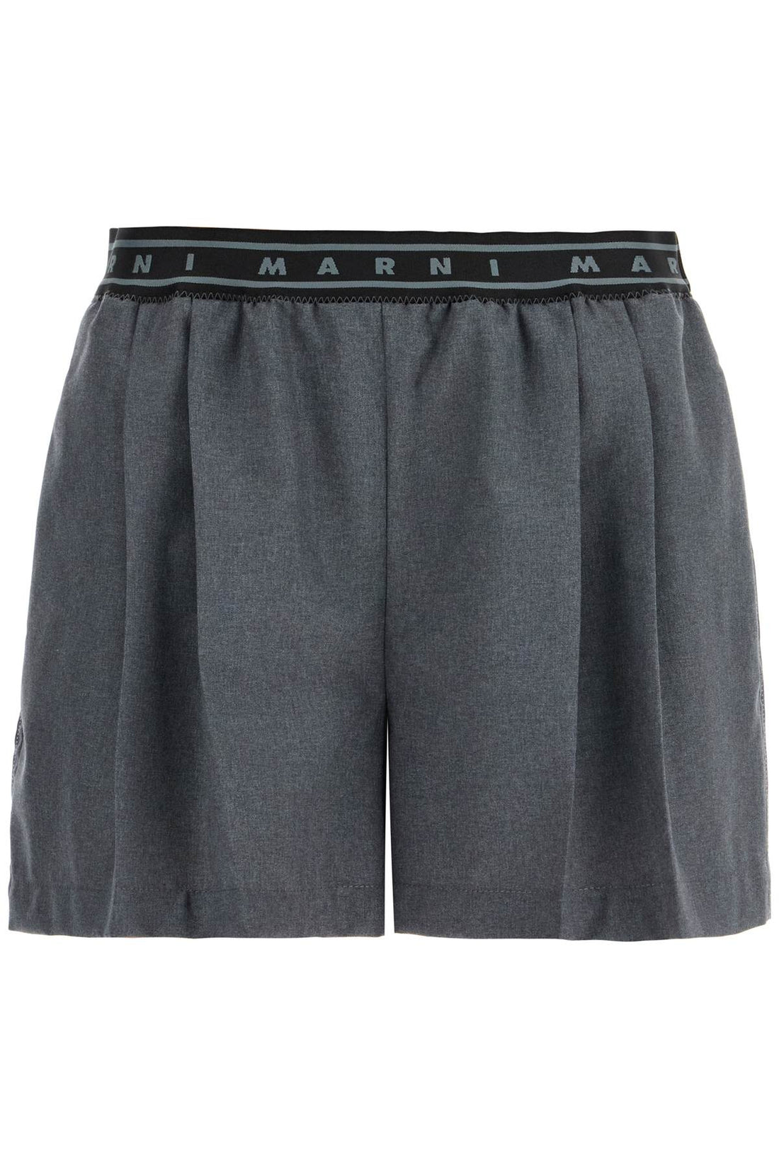 pleated shorts with branded band