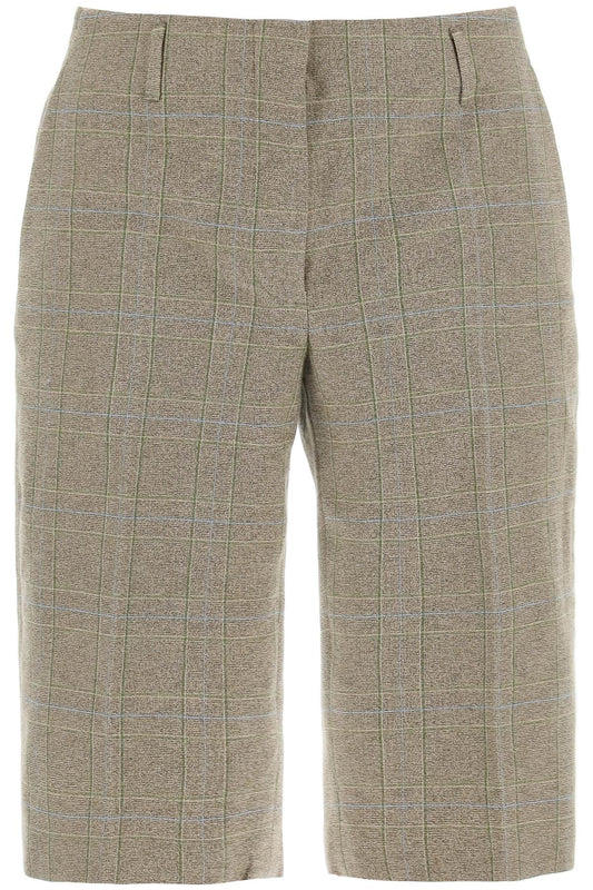 "plaid cotton blend bermuda shorts in