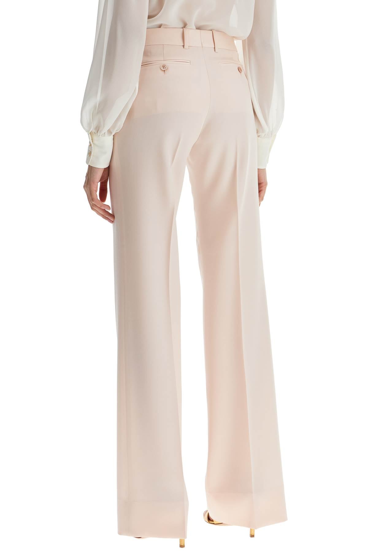 high waist wide leg pants in virgin wool light blush