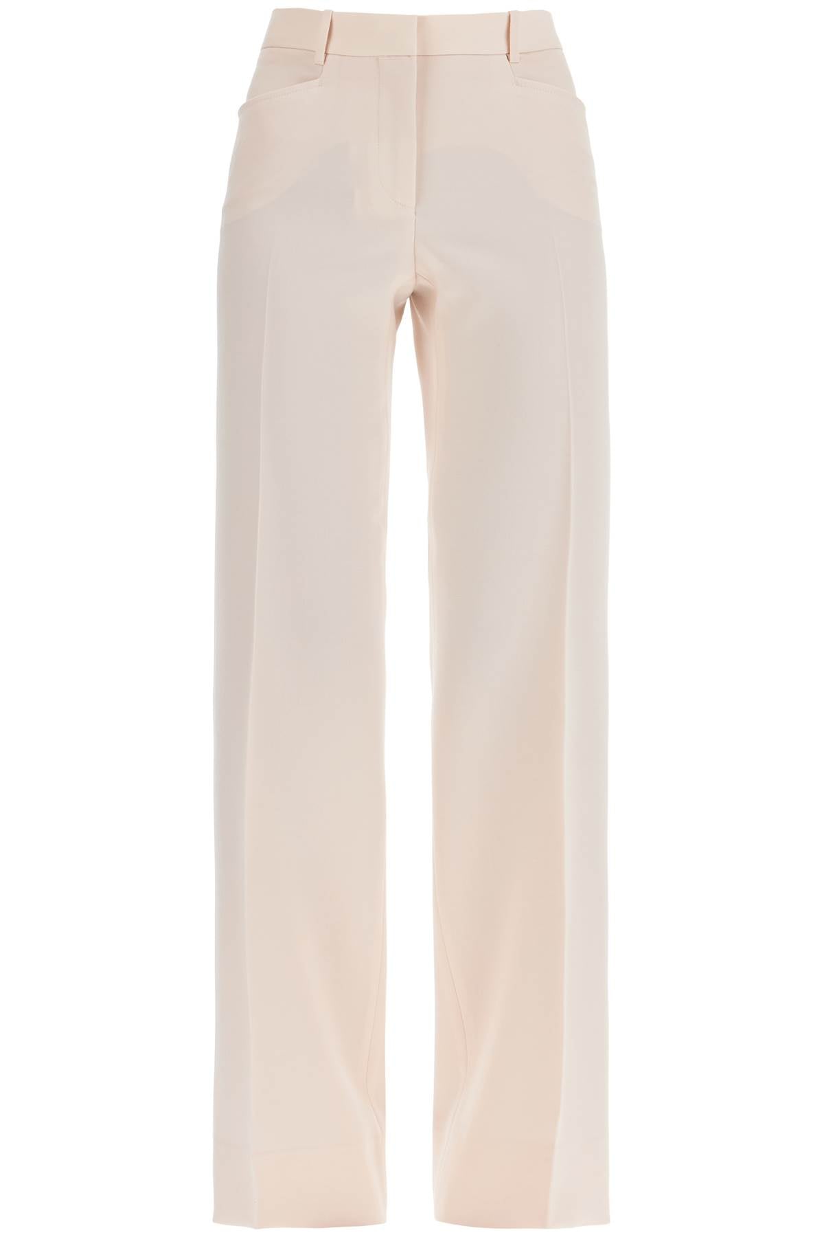 high waist wide leg pants in virgin wool light blush