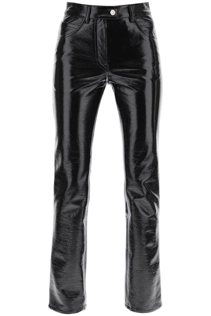 vinyl-effect coated cotton pants