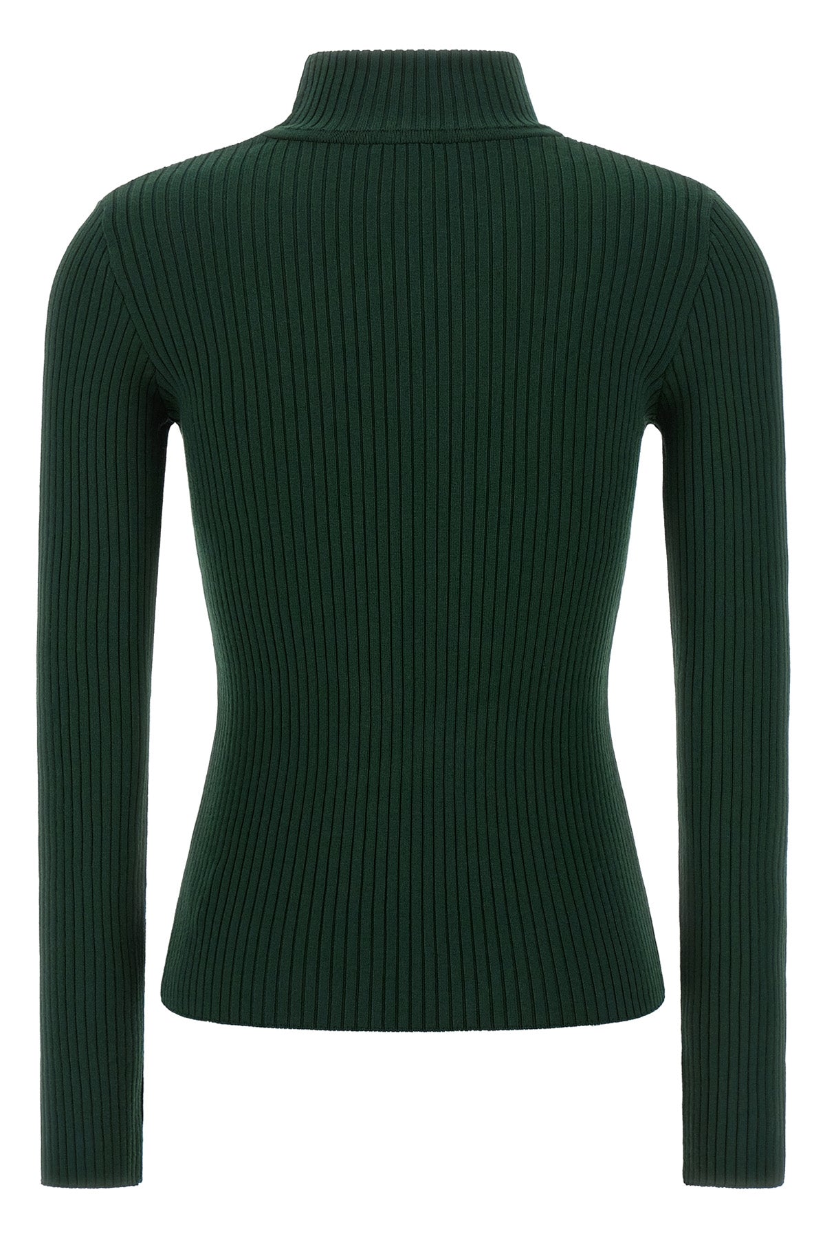 the reedition rib knit courrèges turtleneck sweater defines a tight silhouette