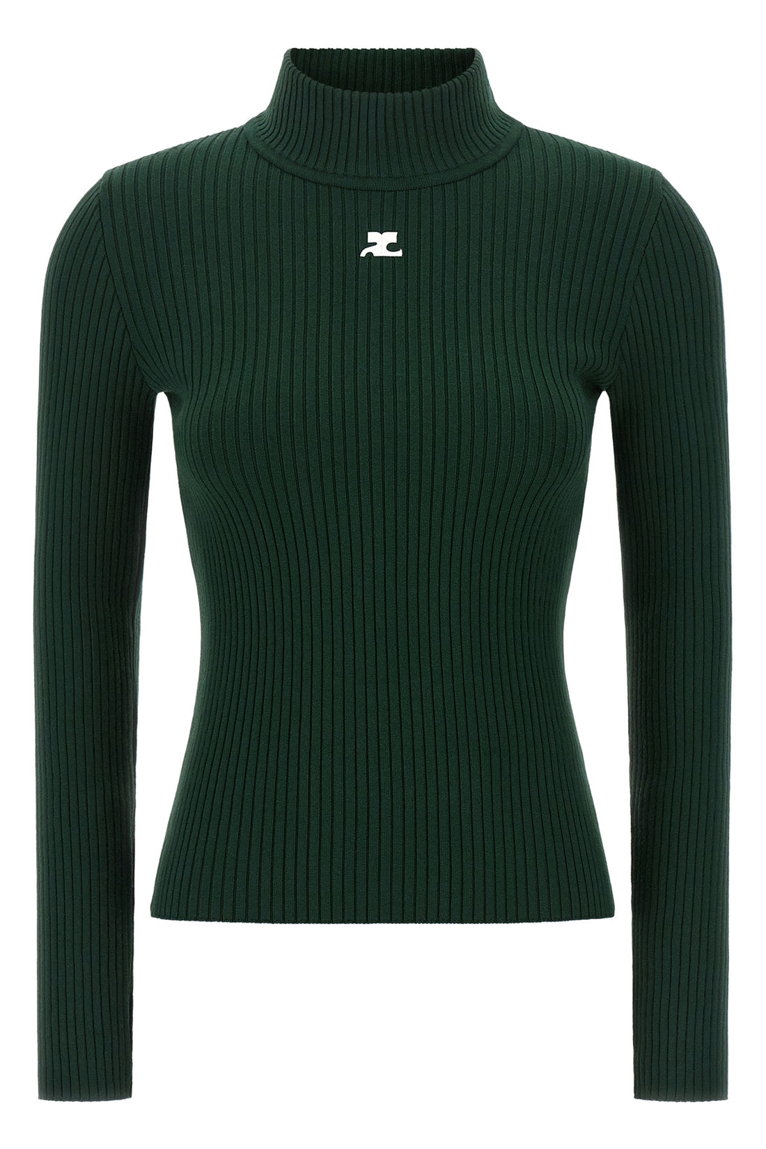 COURRÈGES M the reedition rib knit courrèges turtleneck sweater defines a tight silhouette