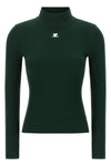 the reedition rib knit courrèges turtleneck sweater defines a tight silhouette