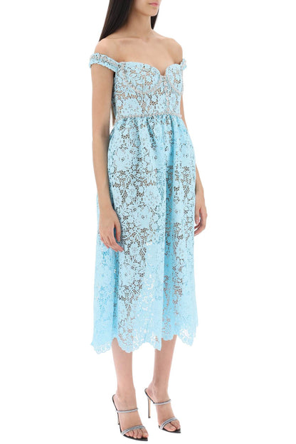 midi dress in floral lace with crystals