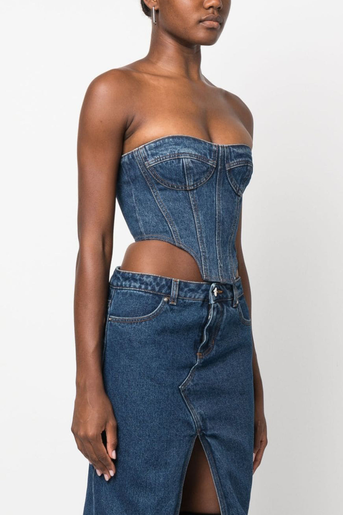 DAVID KOMA 10 bustier top in cotton denim
